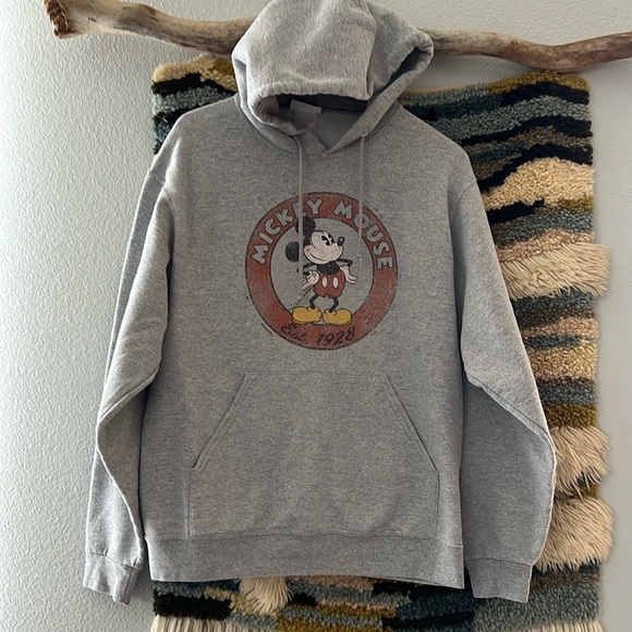 DISNEY Sweatshirt Hoodie VTG Inspired 1928 Mickey Gray Kangaroo Pocket M - Picture 1 of 8